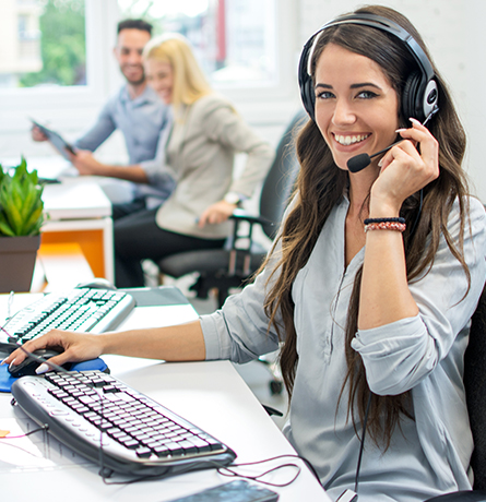 Woman Using a Headset